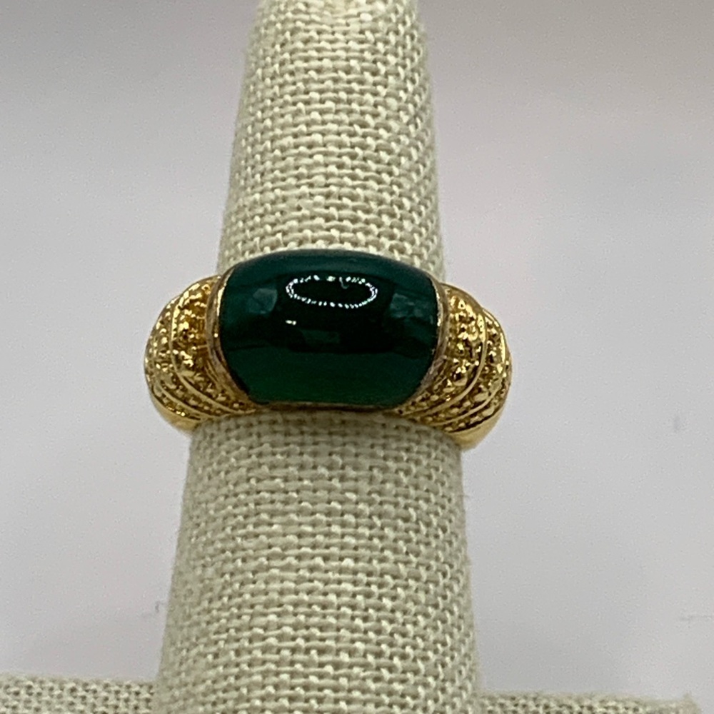 Jade Ring .925 with gold vermeil, size 6